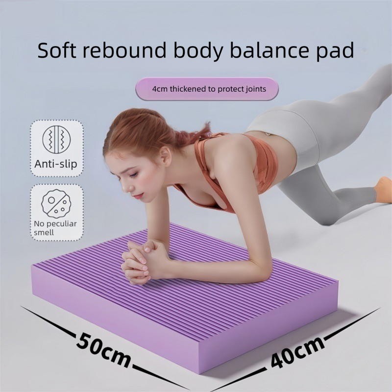 Black 4cm Thick Balance Pad - Non-Slip High Density Foam Exercise Mat for Plank Push Up Knee Protection Fitness Training