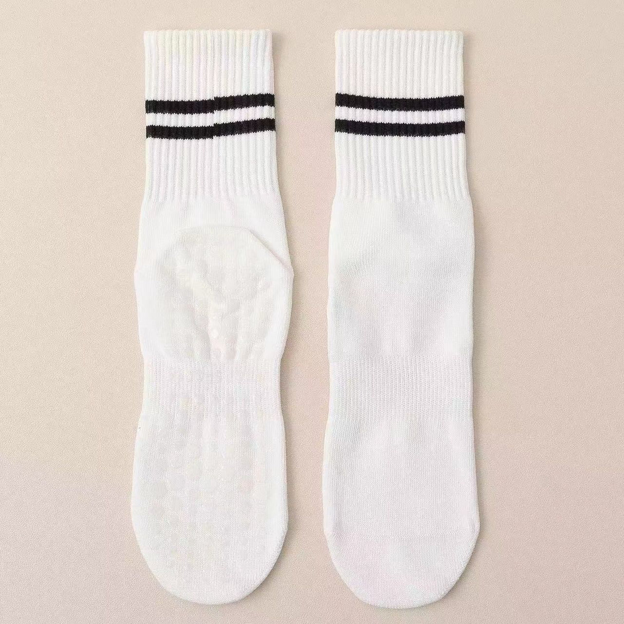 3-Pack White Anti-Slip Yoga Socks - Grippy Non-Slip Pilates Dance Fitness Socks for Women