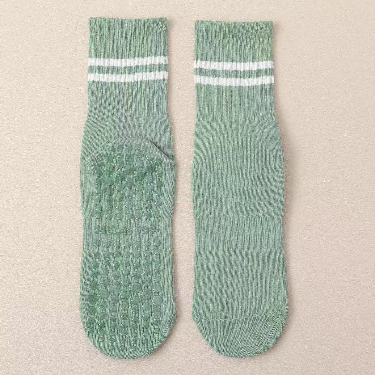3-Pack Green Anti-Slip Yoga Socks - Grippy Non-Slip Pilates Dance Fitness Socks for Women
