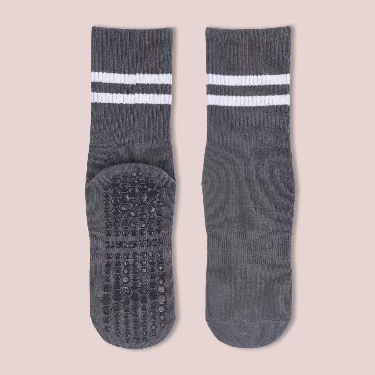 3-Pack Dark grey Anti-Slip Yoga Socks - Grippy Non-Slip Pilates Dance Fitness Socks for Women