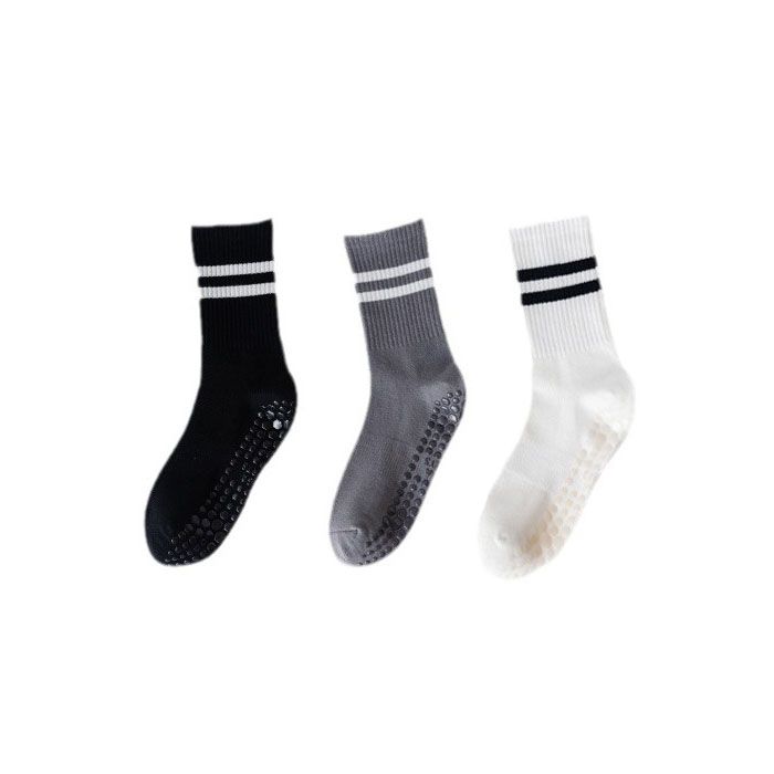 3-Pack Anti-Slip Yoga Socks - Grippy Non-Slip Pilates Dance Fitness Socks for Women(Black, white, dark grey)