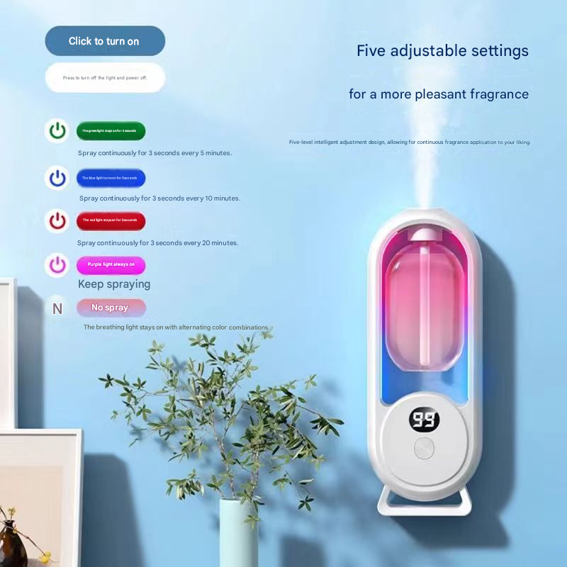 White Smart Aromatherapy Diffuser - Ultrasonic Mist Air Freshener with LED Light and Wall Mount