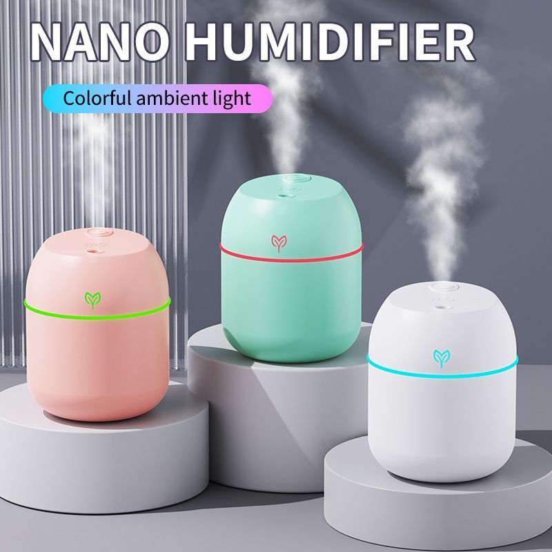 White Mini USB Humidifier Large Mist - Desktop Ultrasonic Air Humidifier with Colorful LED Light