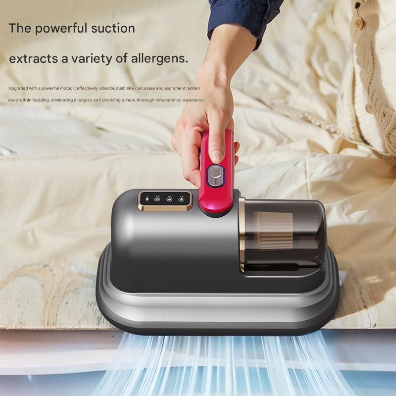 Pearl White Wireless Mite Vacuum Cleaner with UV Light - High Suction Handheld Bed Dust Mite Remover
