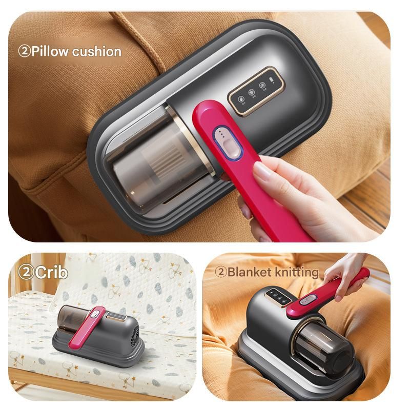 Blue-violet Wireless Mite Vacuum Cleaner with UV Light - High Suction Handheld Bed Dust Mite Remover