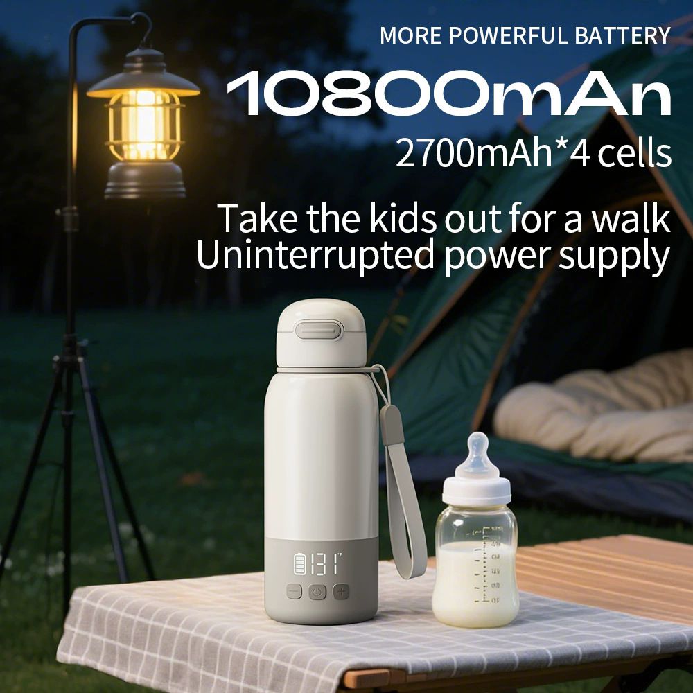 White Portable Constant Temperature Electric Water Cup 450ml 100W Rechargeable Baby Formula Maker with 316 Stainless Steel