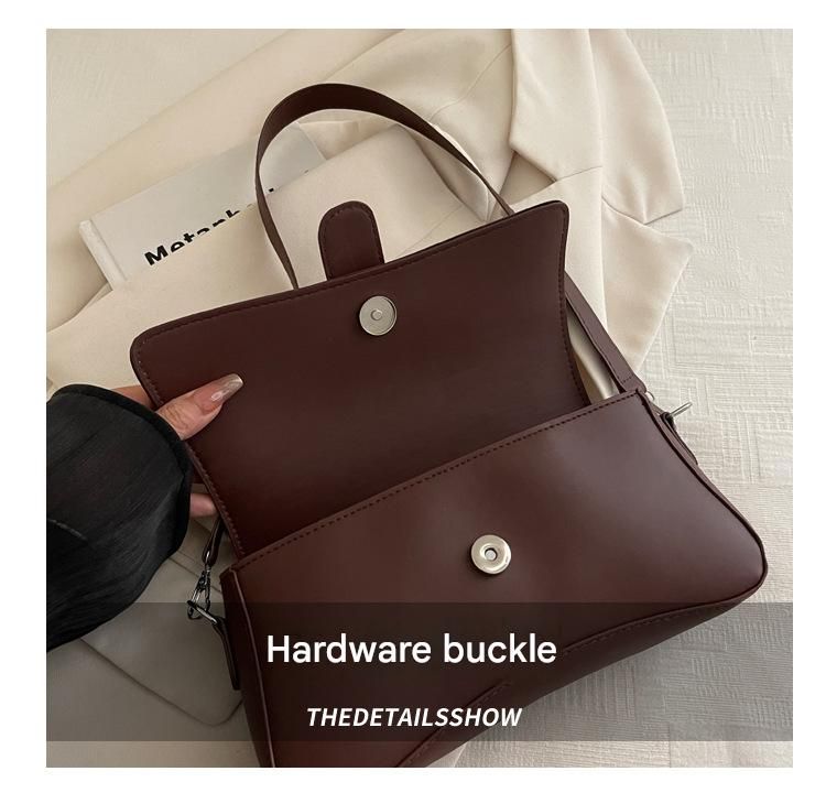 Coffee color Fashion Retro Crossbody Bag French Chic Small Shoulder Bag Women’s Baguette Underarm Bag