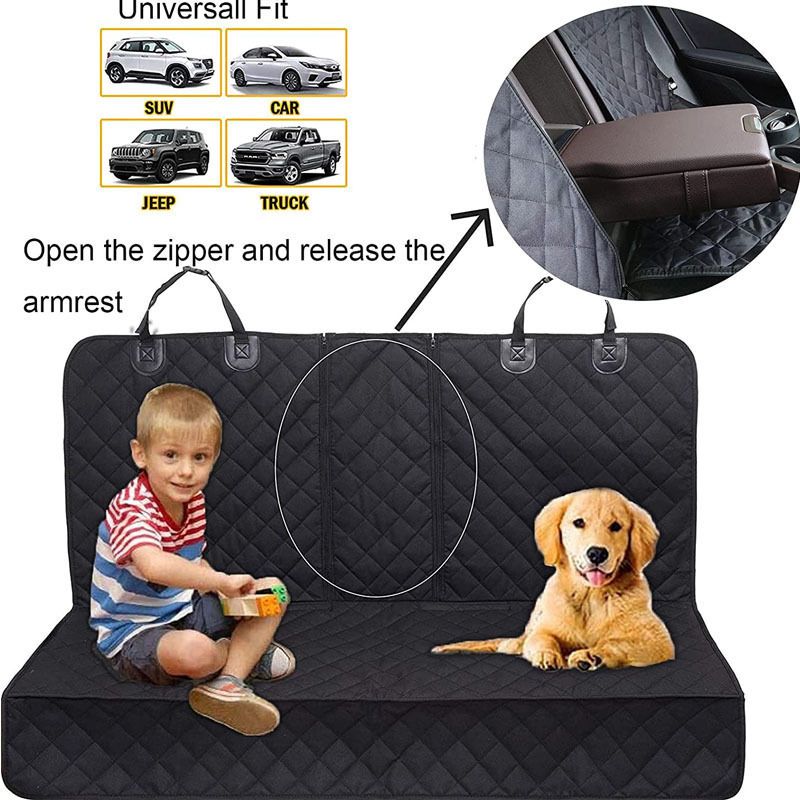 Car Rear Seat Pet Protector Mat Waterproof Dog Cat Back Seat Cover Black