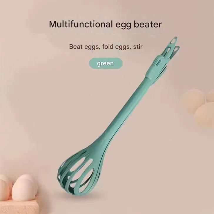 Green 2-Piece 3-in-1 Multi-Functional Egg Whisk & Food Tongs Set