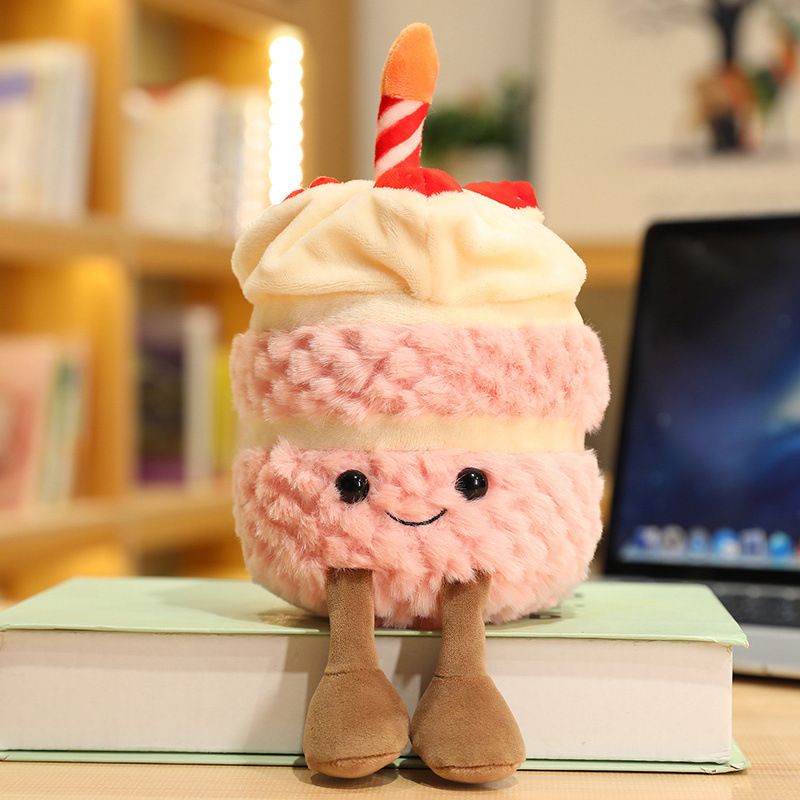 Pink Cute Birthday Cake Plush Toy Strawberry Layered Cake Pillow Birthday Gift