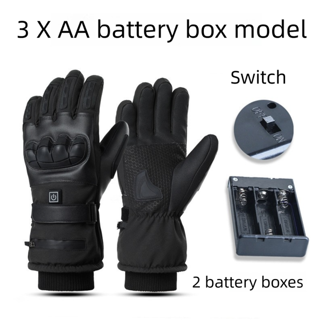 Winter 3 Level Intelligent Heated Gloves with Touchscreen Fingertip & Protective Shell - Waterproof Thermal Gloves for Skiing & Outdoor Sports, 360° All-Finger + Hand's Back Large Heating Coverage (Battery Operated)
