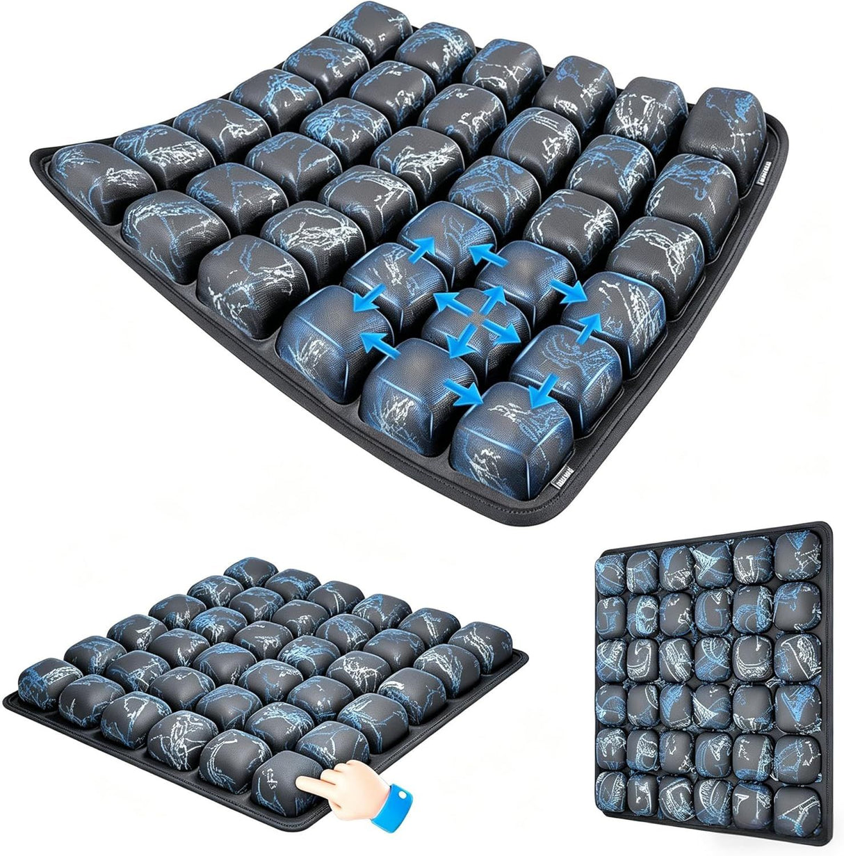 Graffiti Portable 3D Aircell Travel Inflatable Seat Cushion with Built-in Pump – 36 Airbags Ergonomic Pressure Relief Pad with Lycra Cover & Non-Slip Base for Office Car Flight Long Sitting