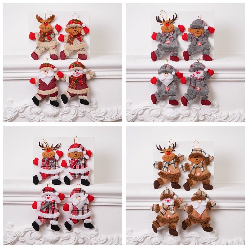4-Piece Christmas Hanging Plush Ornaments Set - Bright Santa Claus, Snowman, Reindeer & Bear Tree Decor, Christmas in July, Winter Christmas, Yulefest, Secret Santa Gift