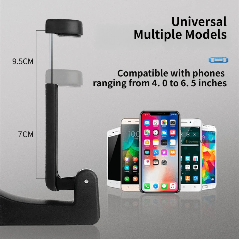 4 Pack Gold Car Headrest Hook with Phone Holder for Purses Bags and 4-6.5 Inch Smartphones, Universal 360 Rotation Back Seat Storage Hook and Mobile Stand