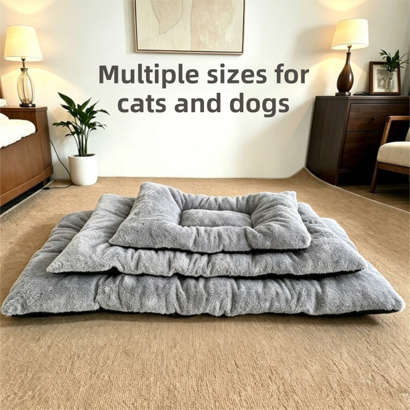 40 x 60CM Large Plush Pet Bed Mat for Dogs & Cats – Light Grey Double-Sided Soft Cushion, Breathable Moisture-Resistant Sleeping Pad for Small, Medium & Large Pets