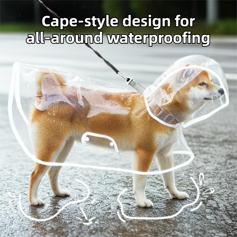 3 Piece Rainy Day Pet Care Set - 6XL Size Waterproof Dog Hooded EVA Transparent Raincoat with Full-Coverage Poncho Design Adjustable Snaps and Leash Access, Free High Absorbency Quick Dry 30 × 30cm Towel and 140 × 70cm Large Bath Towel for Small Medium La