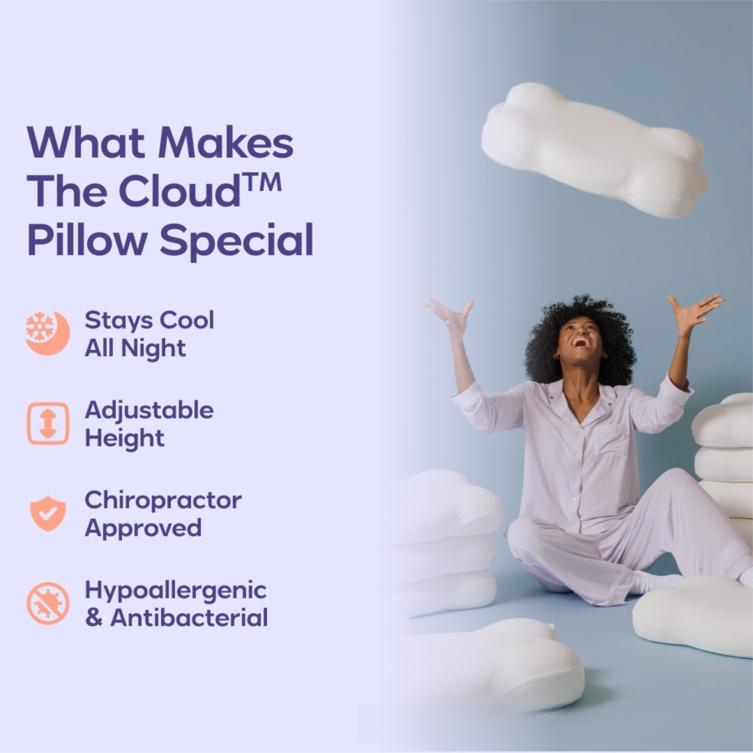 Pink Cloud Memory Foam Cervical Support Pillow Core and Cover (71 x 38 x 13CM) – Ergonomic Neck Orthopedic Contour Pillow for Side Back & Stomach Sleepers, Deep Sleeping and Pressure Relieving