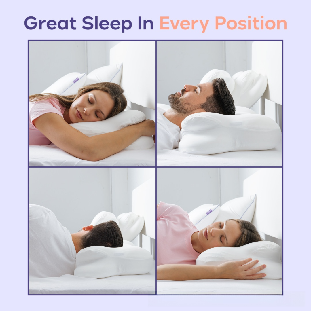 Pink Cloud Memory Foam Cervical Support Pillow Core and Cover (71 x 38 x 13CM) – Ergonomic Neck Orthopedic Contour Pillow for Side Back & Stomach Sleepers, Deep Sleeping and Pressure Relieving