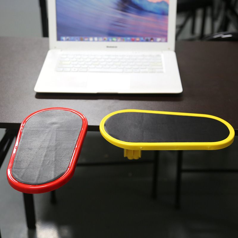 2 Pack Black Yellow 180° Rotating Ergonomic Arm Rest for Desk – Clamp On Computer Wrist & Elbow Support, No-Drill Installation (27×14cm)