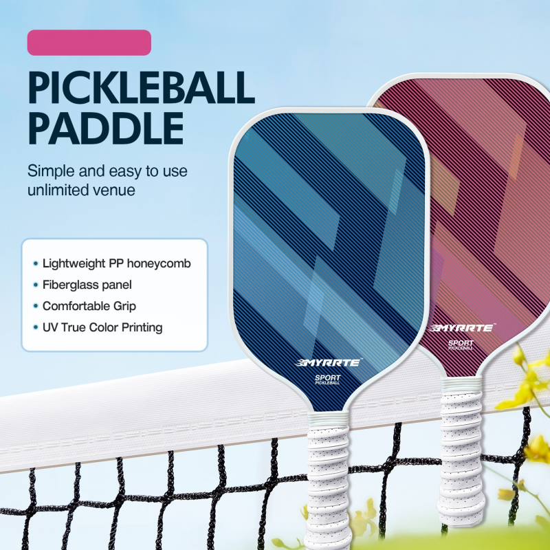 1 pcs Dreamy Purple Fiberglass Pickleball Paddle Lightweight PP Honeycomb Core Training Racket for Beginners and Recreational Play with Cushioned Grip