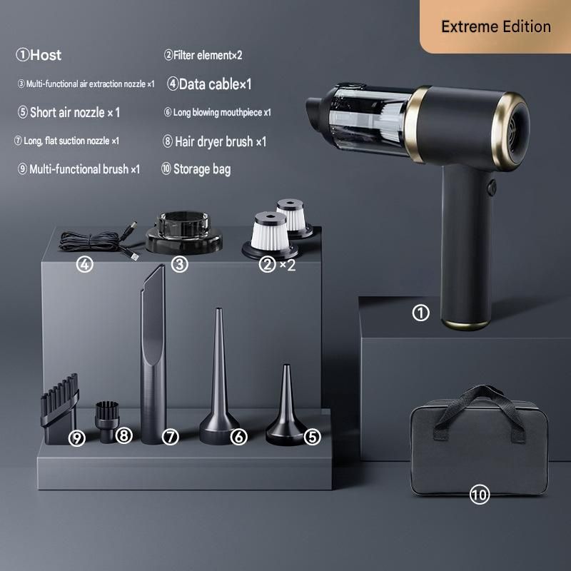 Black Handheld Cordless set Vacuum Cleaner Air Duster 4-in-1 Mini Vacuum Blower Rechargeable Portable Auto Home Cleaning Tool with Storage Case