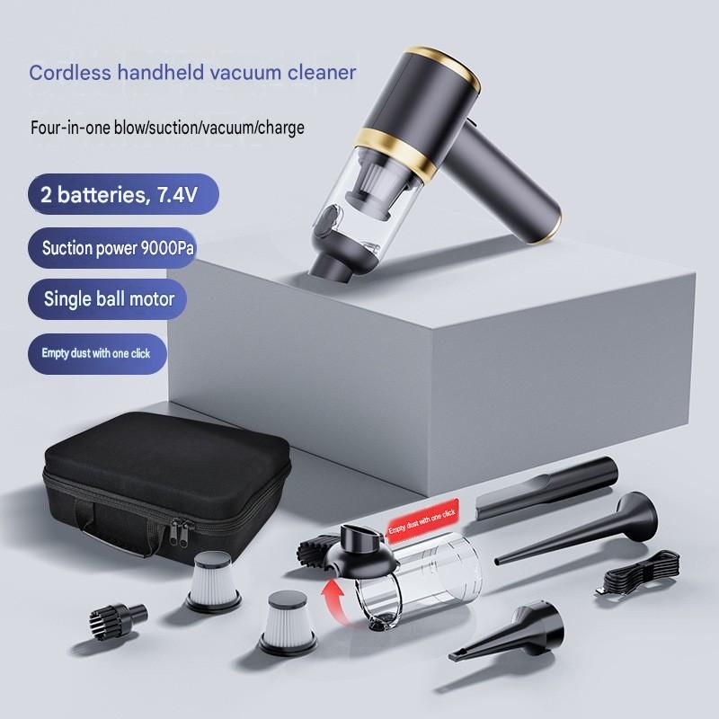 Black Handheld Cordless Vacuum Cleaner Air Duster 4-in-1 Mini Vacuum Blower Rechargeable Portable Auto Home Cleaning Tool