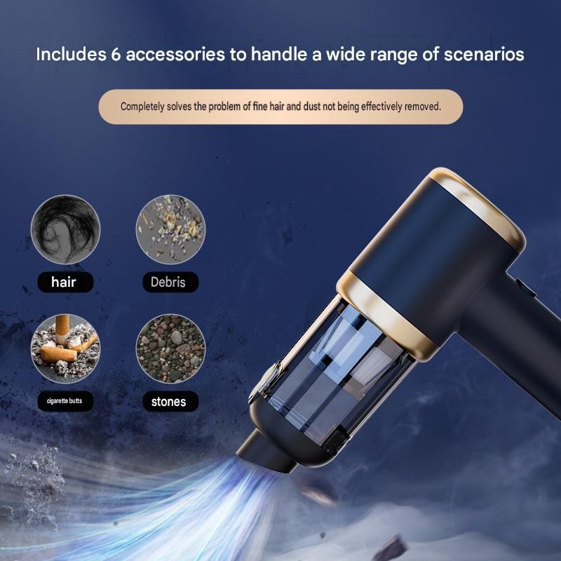 Black Handheld Cordless Vacuum Cleaner Air Duster 4-in-1 Mini Vacuum Blower Rechargeable Portable Auto Home Cleaning Tool
