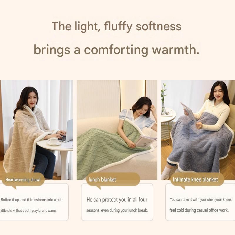 Green 90×140cm Textured bar knit pattern Sherpa Fleece and Taffeta Throw Blanket – Soft Loungewear Shawl, Warm Office & Sofa Wrap for Winter Comfort