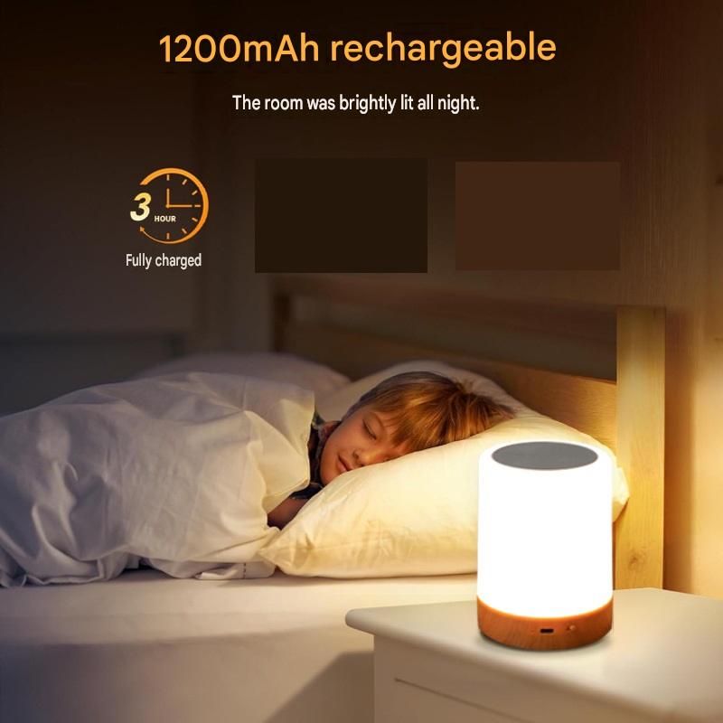 White LED Rechargeable Night Light with 13 Colors – 1200mAh Touch Bedside Lamp & Portable Ambient Lighting