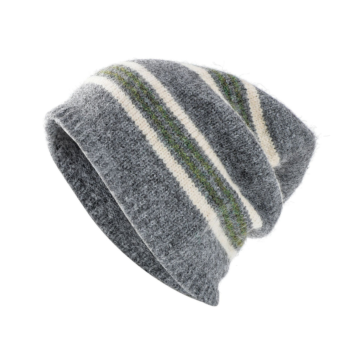 Striped Wool-Blend Beanie & Plaid Fringed Scarf Set — Soft Knit Hat (36 x 26 cm) and Oversized Shawl (200 x 65 cm); A Must-Have for Christmas and Cold Weather