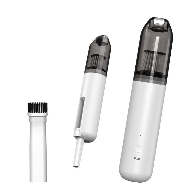 White Mini Wireless Handheld Vacuum Cleaner——Wireless Mini Dust Cleaner with Strong Suction, USB Type C Charging and Multi Purpose Cleaning Attachments