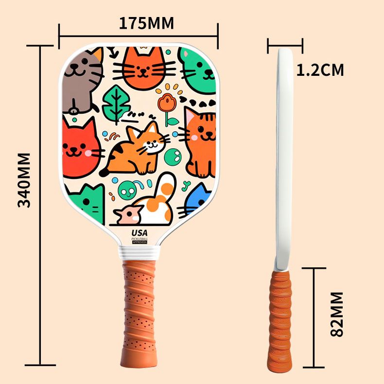 Kids Pickleball Paddle Set with Cooling Towel (Meow Paradise) , Cartoon Junior Paddles, Carry Bag and Indoor/Outdoor Balls for Children