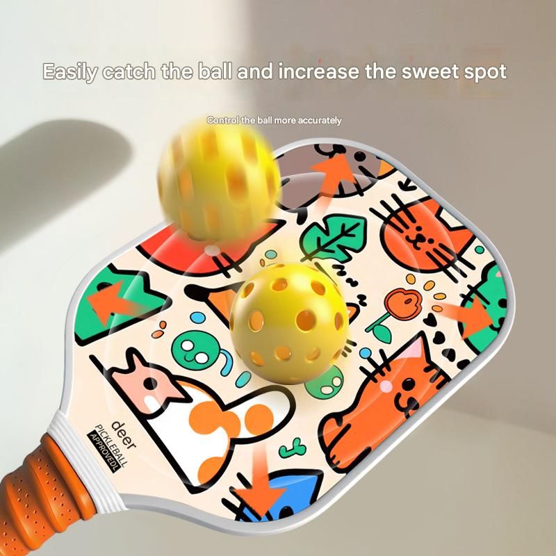 Kids Pickleball Paddle Set with Cooling Towel (Teddy Bear), Cartoon Junior Paddles, Carry Bag and Indoor/Outdoor Balls for Children