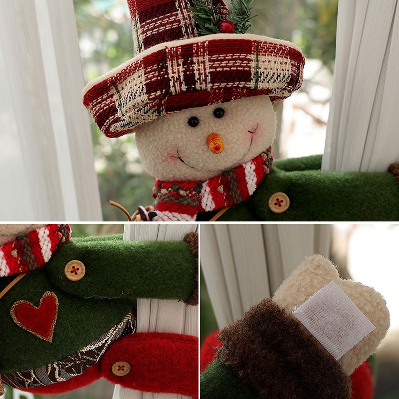 Christmas Snowman Curtain Tiebacks Set of 2, Festive Plush Curtain Holders for Window Drapes, Holiday Home Decor
