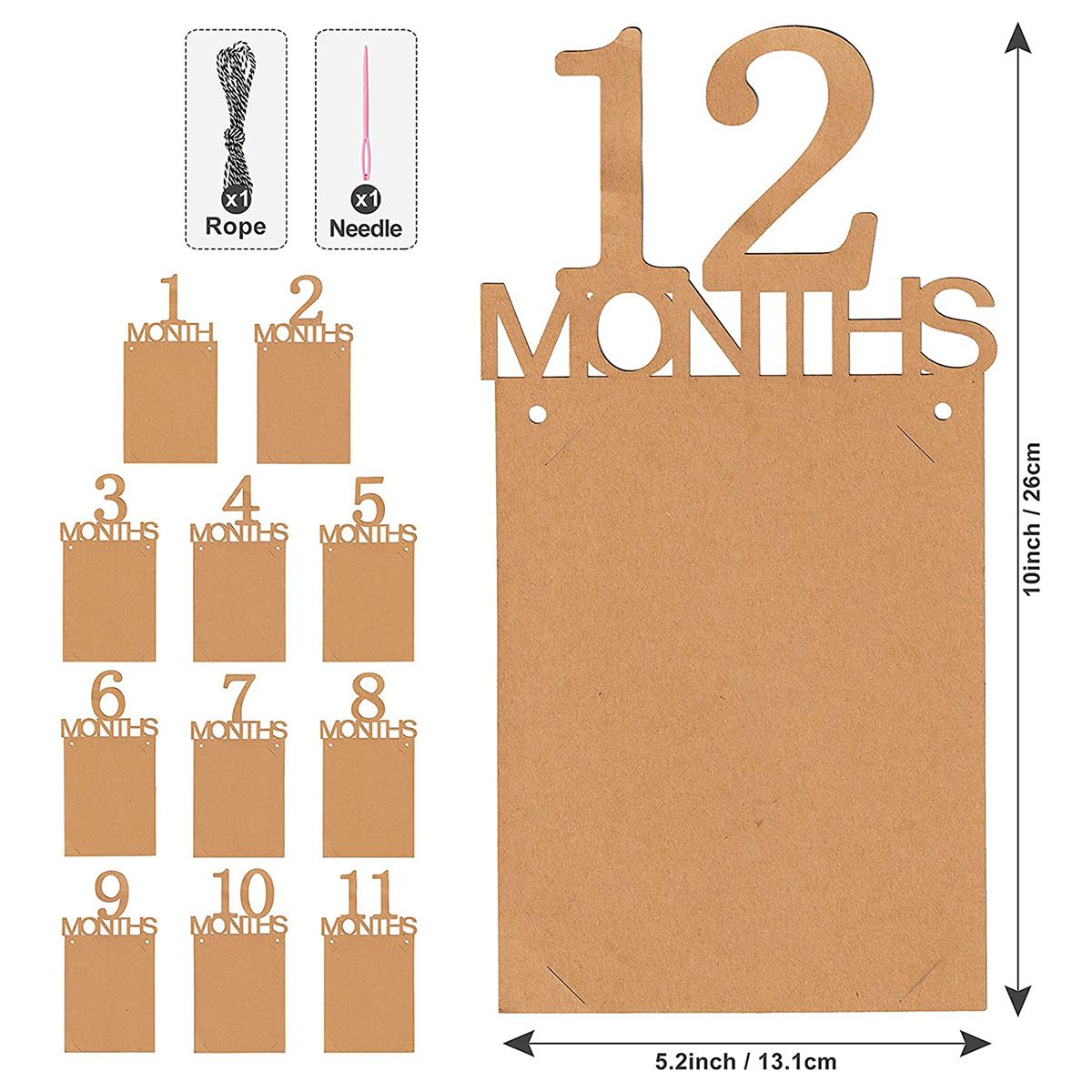 Baby Monthly Photo Banner Milestone Garland, 1-12 Months First Birthday Photo Display Banner, Baby Growth Photo Hanging Decoration