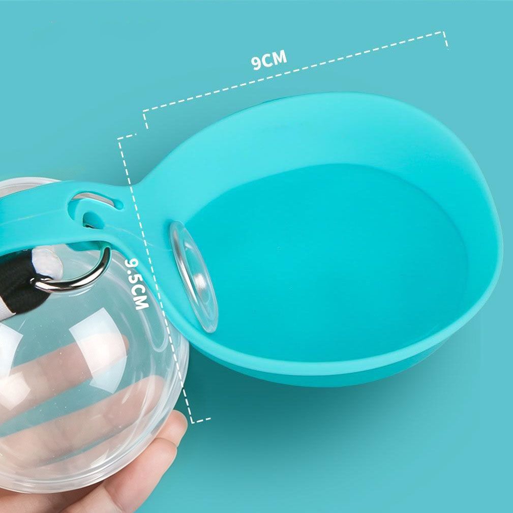 Blue Portable Pet Water Bottle with Foldable Drinking Bowl, 285ml Travel Dog Water Dispenser for Walking Hiking and Outdoor Adventures