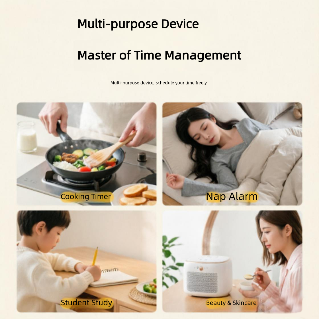 Yellow Visual Mechanical Kitchen Timer with Magnetic Backing - Battery-Free Countdown Alarm for Cooking, Study & Time Management