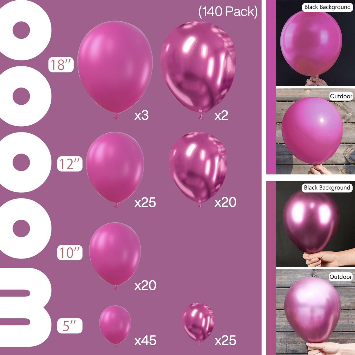 140PCS Rose red Balloon Garland Kit Latex Balloon Arch Set for Birthday Wedding Party Decoration Rose red Party Balloon Arch Kit with Multiple Sizes