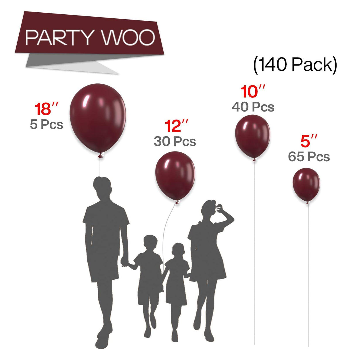 140PCS Wine red Balloon Garland Kit Latex Balloon Arch Set for Birthday Wedding Party Decoration Wine red Party Balloon Arch Kit with Multiple Sizes