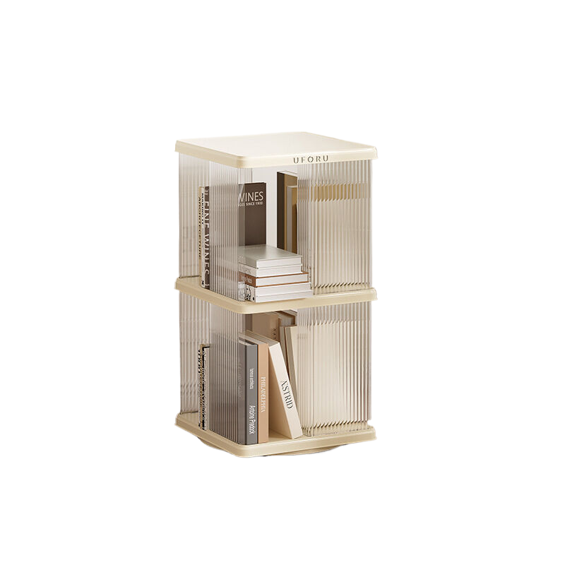 Rotating Storage Bookshelf Square 2 layers- Cream White Multi-Layer Storage Rack, 36x36x69.5cm (ABS?)