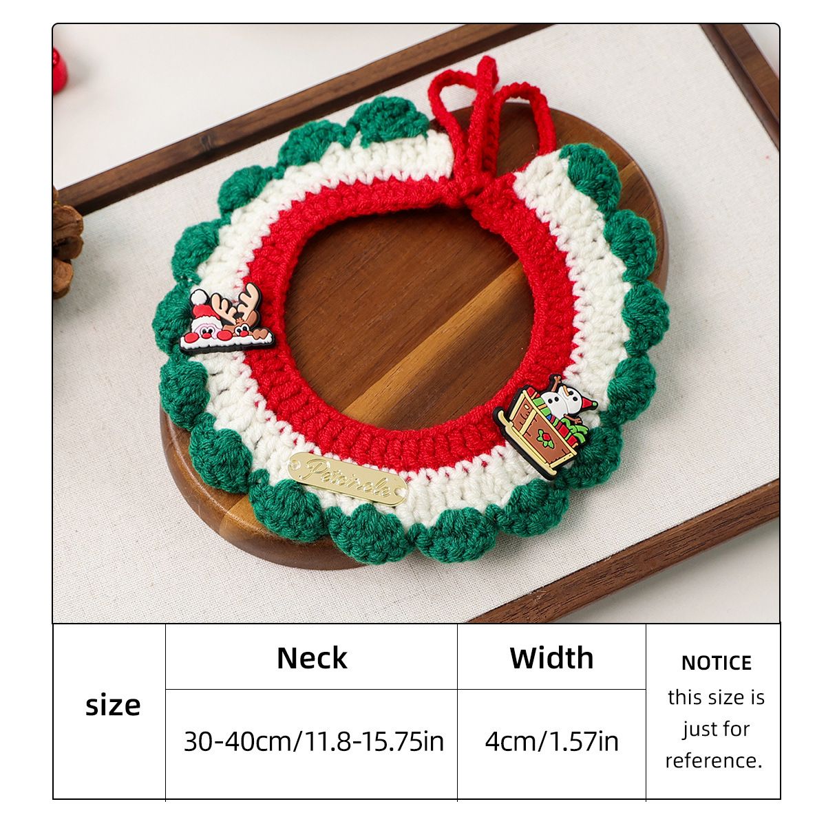 Christmas Pet Collar(Snowman, deer, old man) Knitted Festive Dog Cat Collar Red Green Adjustable Soft Lightweight Holiday Pet Accessories for Small Dogs and Cats Party Wear