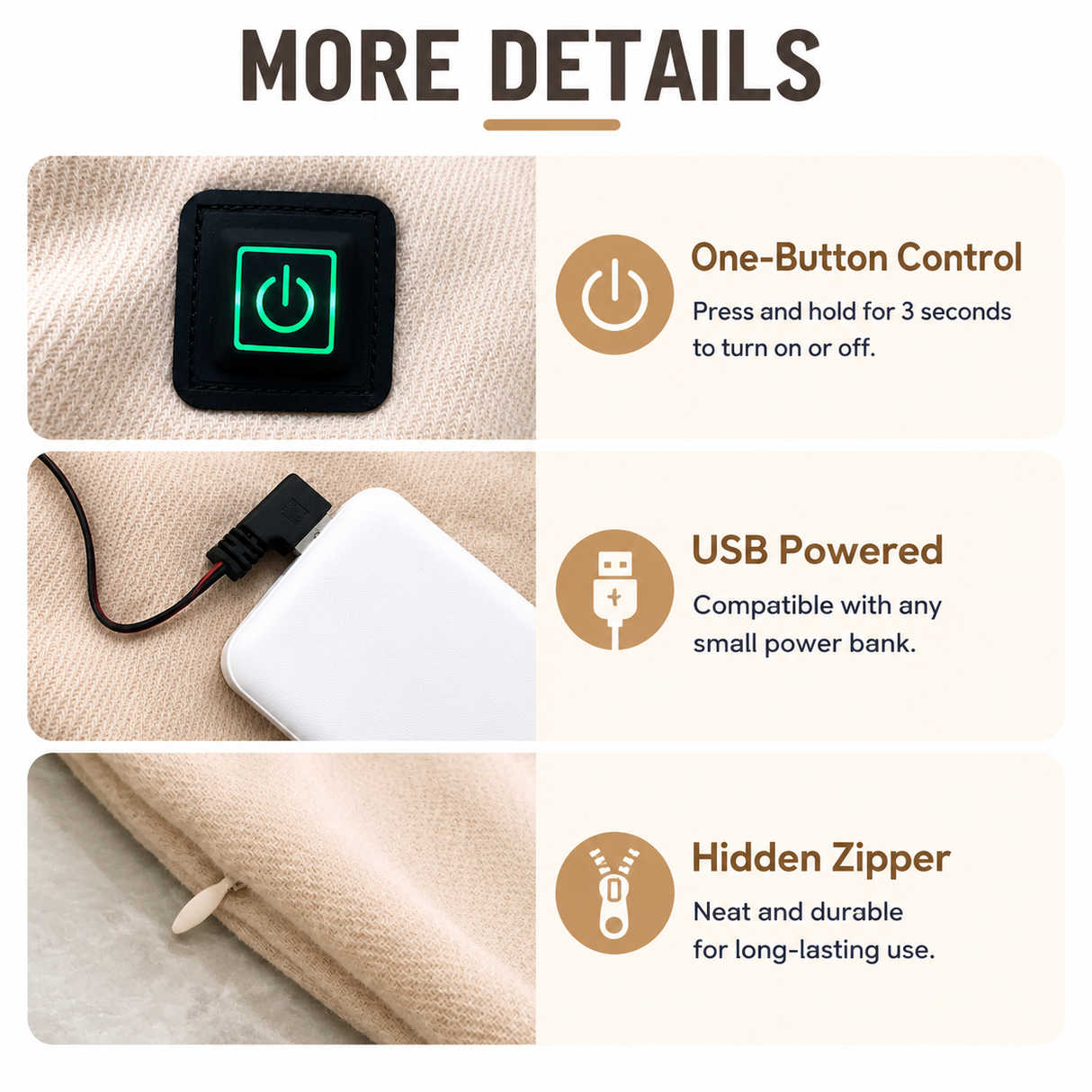 Camel USB Heated Scarf Electric Heating Winter Scarf Smart Temperature Control Warm Thermal Neck Warmer USB Powered Heated Scarf for Women Men
