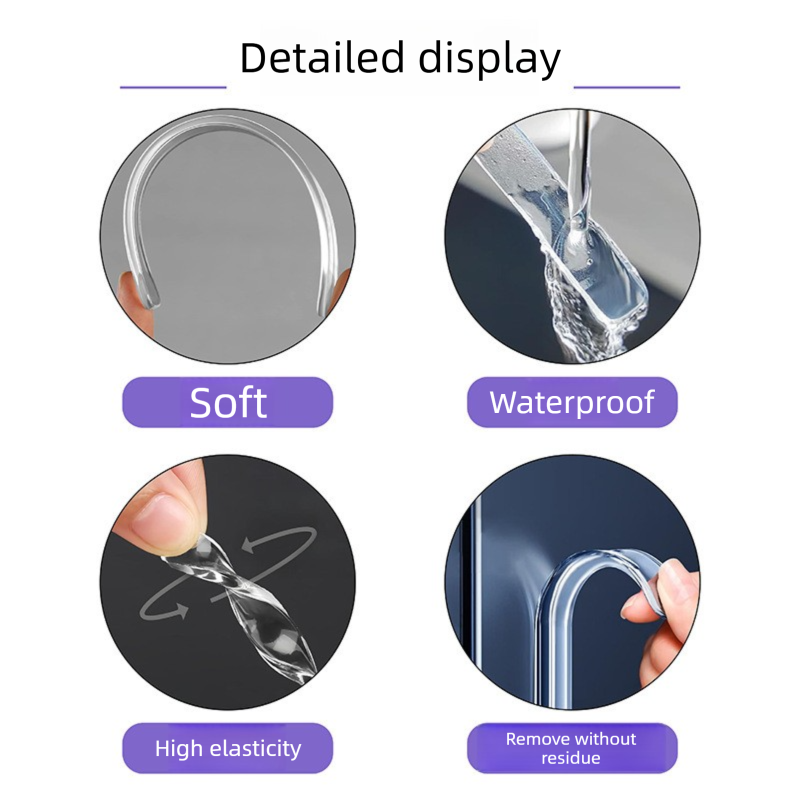 Clear Silicone Door Handle Bumper Strips 10 Pack Long Strip Self Adhesive Anti Collision Pads for Doors Cabinets Refrigerators 63 x 10 x 2 mm