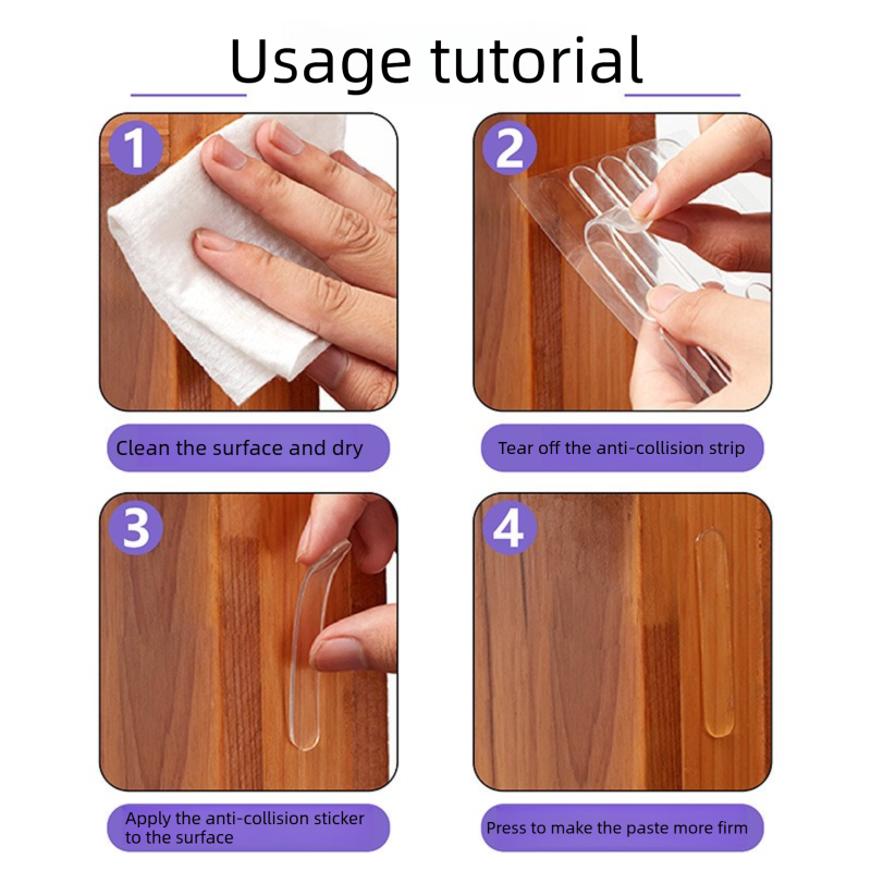 Clear Silicone Door Handle Bumper Strips 10 Pack Long Strip Self Adhesive Anti Collision Pads for Doors Cabinets Refrigerators 63 x 10 x 2 mm