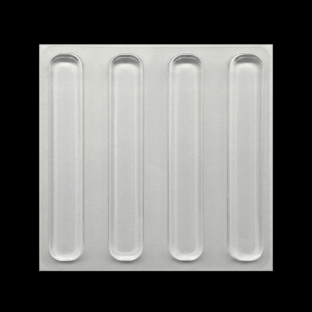 Clear Silicone Door Handle Bumper Strips 4 Pack Long Strip Self Adhesive Anti Collision Pads for Doors Cabinets Refrigerators 60 x 10 x 3 mm