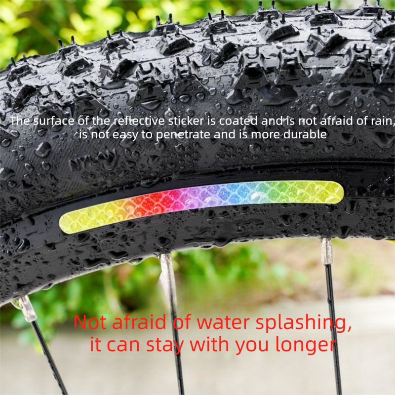 Rainbow Reflective Wheel Stickers - 20 Piece Long Strip Sticker Sheet for Bicycle Bike Rim Decoration, Motorcycle and E-Bike Accessories