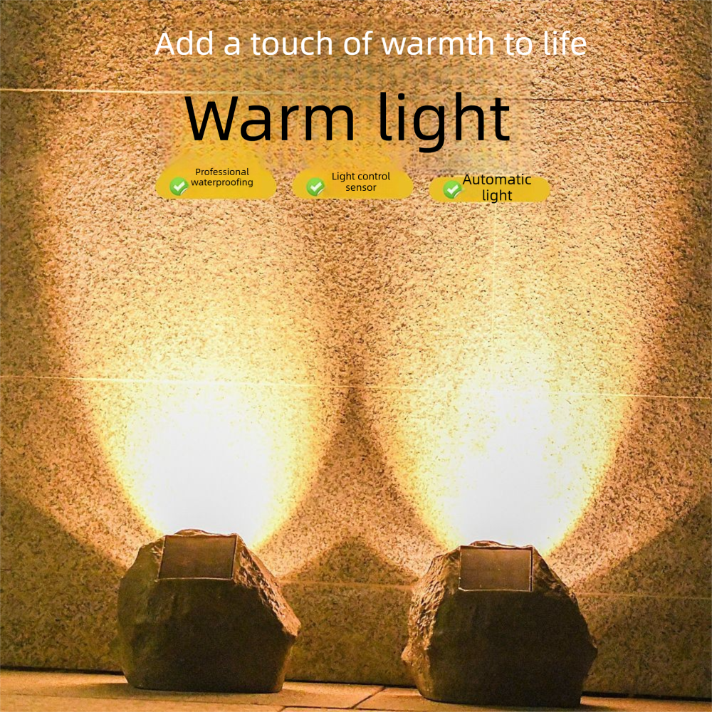 Solar Rock Garden Light - Outdoor LED Landscape Light with Solar Panel, Waterproof Stone Effect Lamp