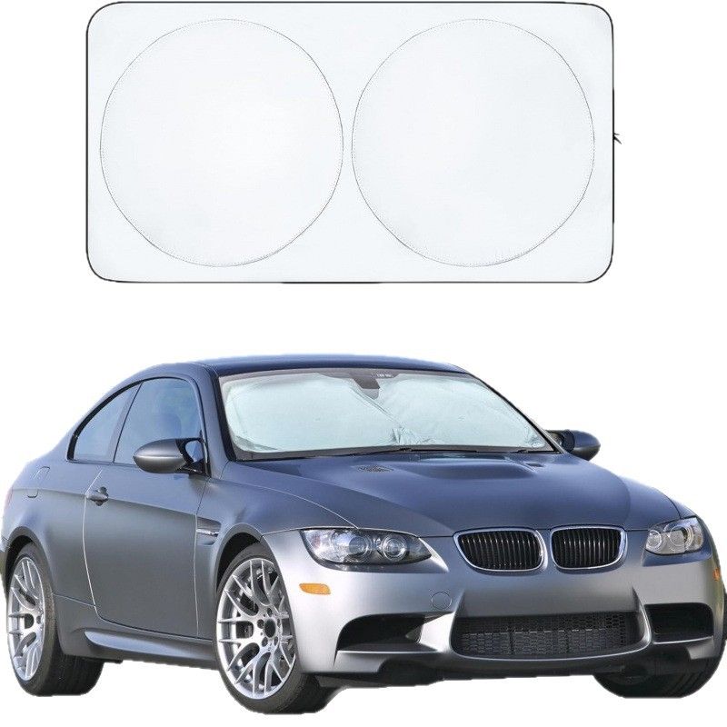 Car Windshield Sun Shade, Foldable Memory Metal Frame with Hook and Loop Strips, Front Window Protection