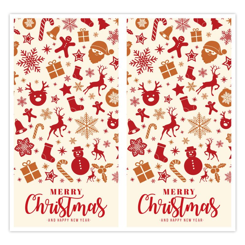 (Style 3) 50 Sheet Christmas Gift Sealing Sticker Set with 100 Stickers - 100 x 50 mm Rectangular Holiday Labels for Gift Boxes, Wrapping, Packaging and Envelopes