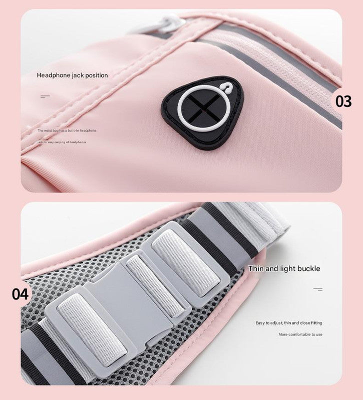 Sky blue Adjustable Running Belt - Fits Large Phones, Reflective, Earphone Port